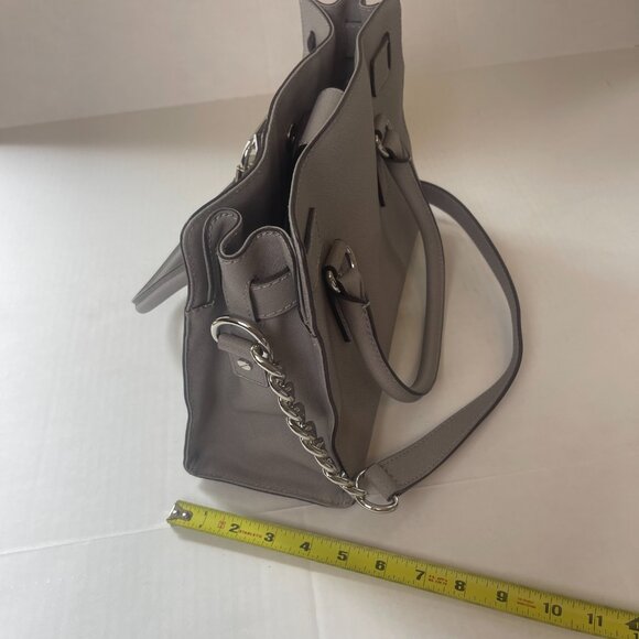 Michael Kors Hamilton EW Micro Stud Stripe Grey Leather Handbag - Picture 8 of 12